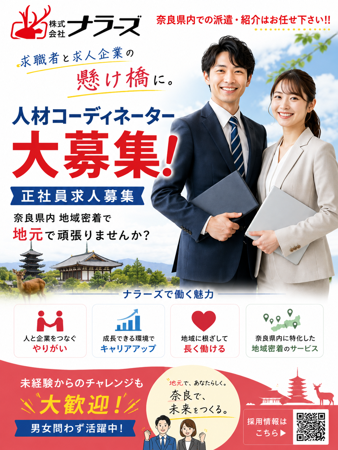 【派遣人材コンサルタント／営業正社員】固定給25万円＋インセンティブ(月収３０～５０万円可能）＼＼奈良県内ＮＯ１人材サービス会社／／奈良県地域密着の人材派遣会社♪業界未経験歓迎！経験・資格不問！週休２日制★（nara２）
